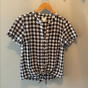J. Crew Black and White Womens Gingham Button-Down Shirt Size XS